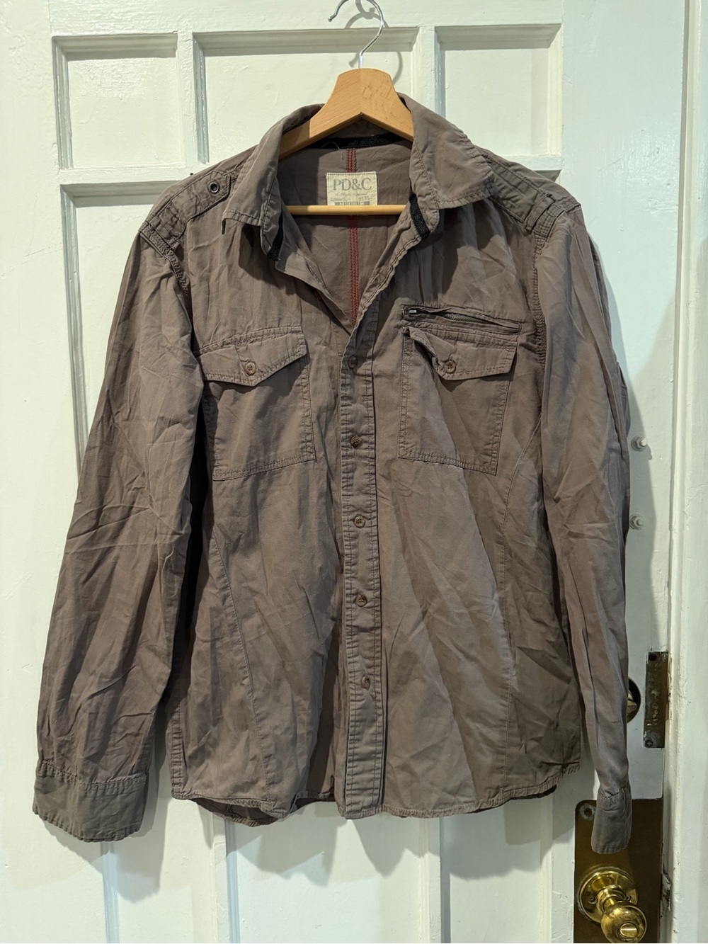 PD&C Men's Military Field Shirt Jacket - Taupe Gray